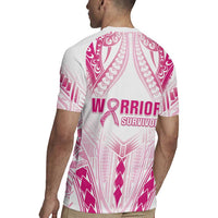 Breast Cancer Pink Out Rugby Jersey Polynesian Art Tattoo White Version