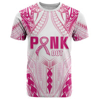 Breast Cancer Pink Out T Shirt Polynesian Art Tattoo White Version LT05 White - Polynesian Pride