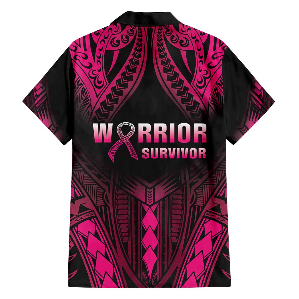 Breast Cancer Pink Out Family Matching Off Shoulder Maxi Dress and Hawaiian Shirt Polynesian Art Tattoo Black Version