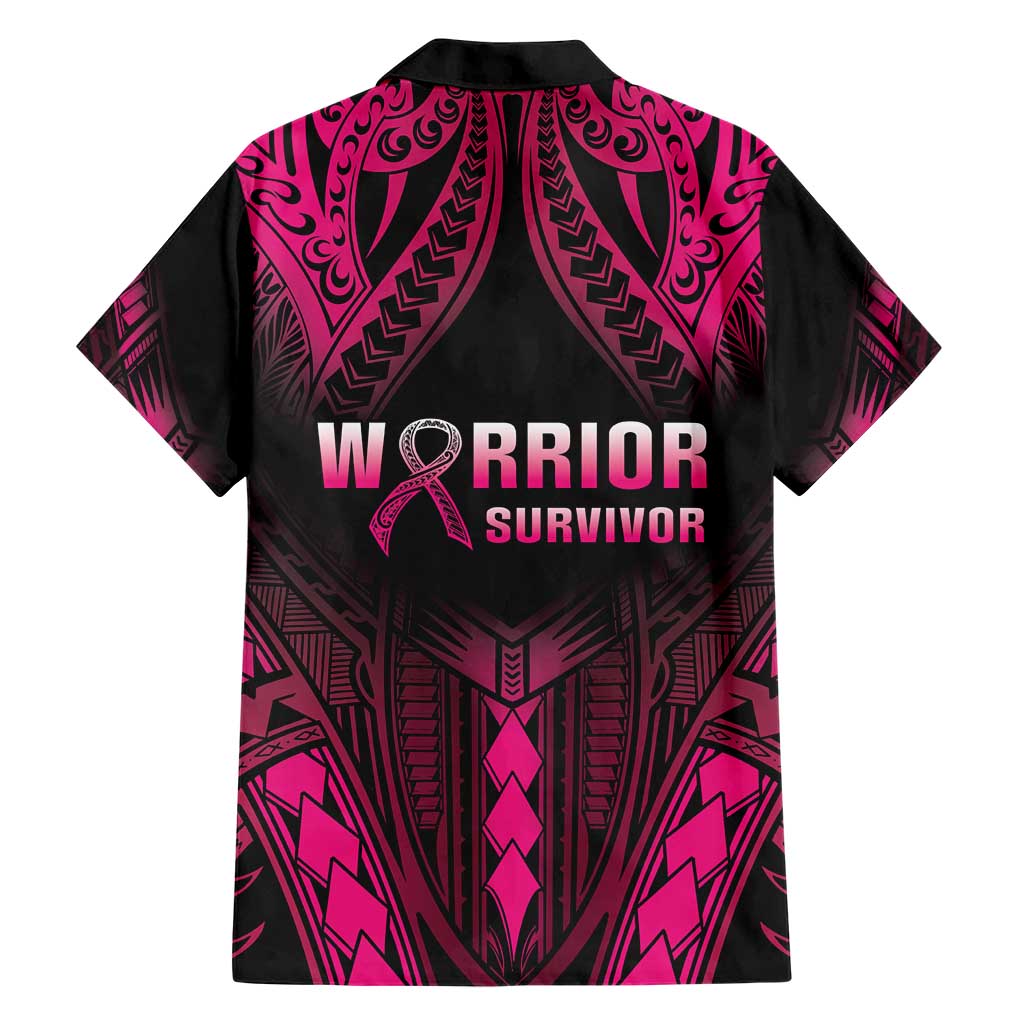 Breast Cancer Pink Out Hawaiian Shirt Polynesian Art Tattoo Black Version