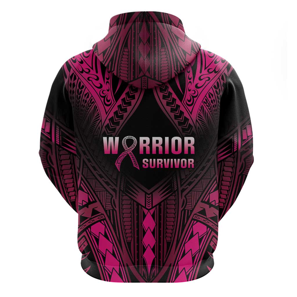 Breast Cancer Pink Out Hoodie Polynesian Art Tattoo Black Version