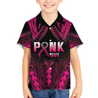 Breast Cancer Pink Out Kid Hawaiian Shirt Polynesian Art Tattoo Black Version LT05 Kid Black - Polynesian Pride