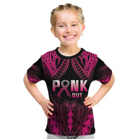 Breast Cancer Pink Out Kid T Shirt Polynesian Art Tattoo Black Version LT05 Black - Polynesian Pride