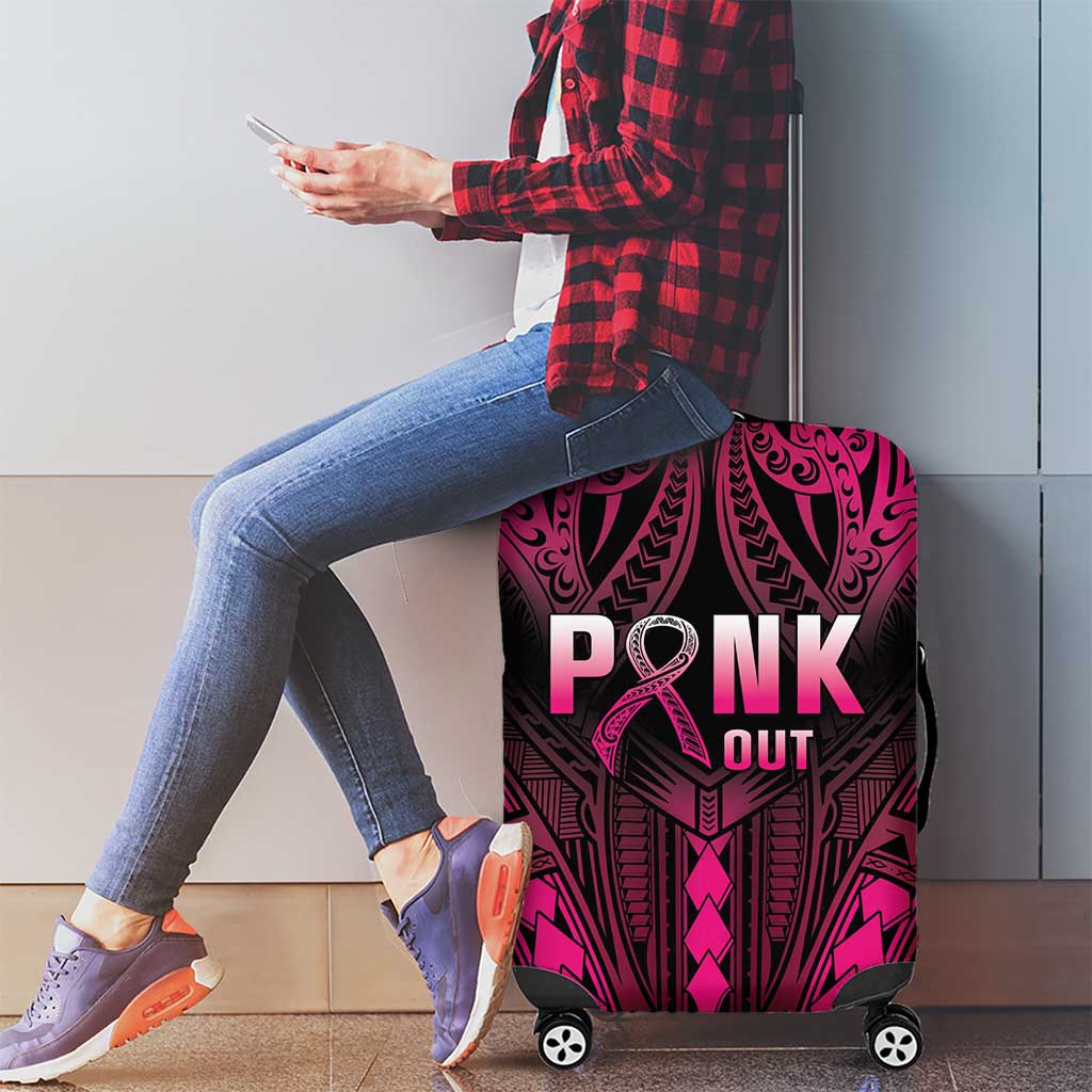 Breast Cancer Pink Out Luggage Cover Polynesian Art Tattoo Black Version LT05 - Polynesian Pride