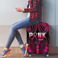 Breast Cancer Pink Out Luggage Cover Polynesian Art Tattoo Black Version LT05 - Polynesian Pride