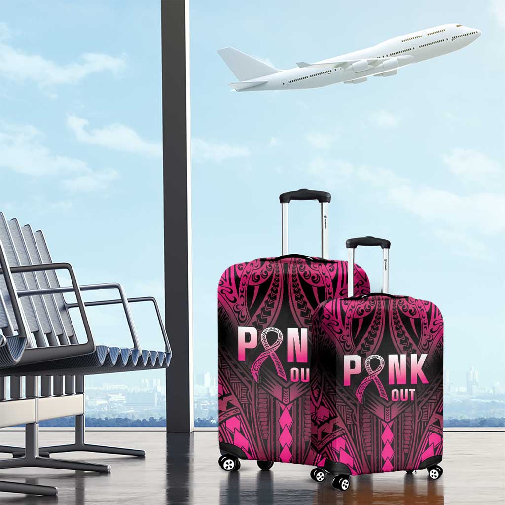Breast Cancer Pink Out Luggage Cover Polynesian Art Tattoo Black Version LT05 - Polynesian Pride