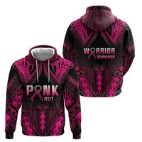 Breast Cancer Pink Out Zip Hoodie Polynesian Art Tattoo Black Version