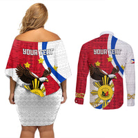 personalized-philippines-couples-matching-off-shoulder-short-dress-and-long-sleeve-button-shirts-the-eight-rayed-sun-bald-eagle-polynesian-pattern