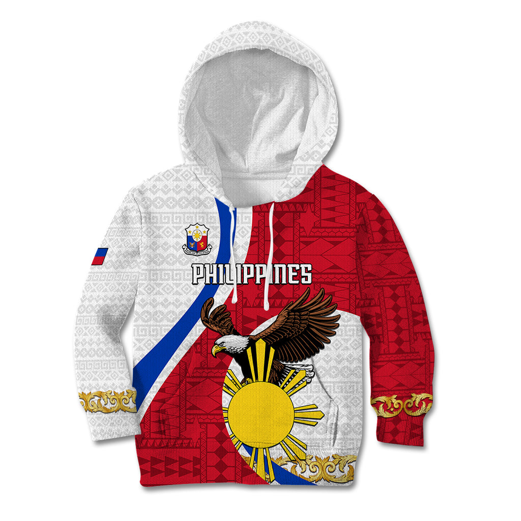 Personalized Philippines Kid Hoodie The Eight-Rayed Sun Bald Eagle Polynesian Pattern LT05 Hoodie Red - Polynesian Pride