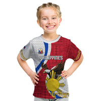 Personalized Philippines Kid T Shirt The Eight-Rayed Sun Bald Eagle Polynesian Pattern LT05 Red - Polynesian Pride