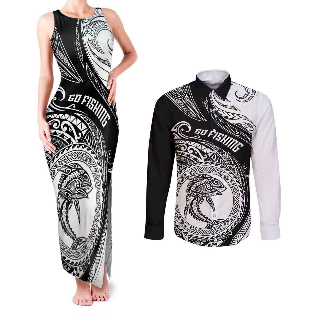 go-fishing-couples-matching-tank-maxi-dress-and-long-sleeve-button-shirts-polynesian-pattern
