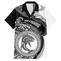 Go Fishing Family Matching Off Shoulder Maxi Dress and Hawaiian Shirt Polynesian Pattern LT05 Dad's Shirt - Short Sleeve Black - Polynesian Pride