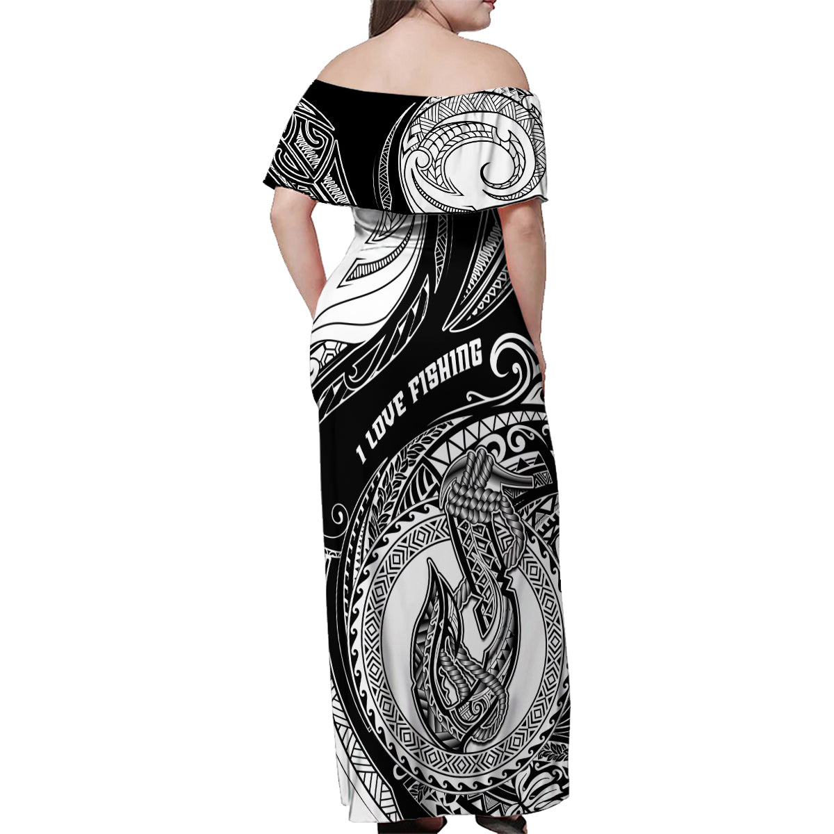 Go Fishing Family Matching Off Shoulder Maxi Dress and Hawaiian Shirt Polynesian Pattern LT05 - Polynesian Pride