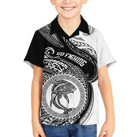 Go Fishing Family Matching Off Shoulder Maxi Dress and Hawaiian Shirt Polynesian Pattern LT05 Son's Shirt Black - Polynesian Pride