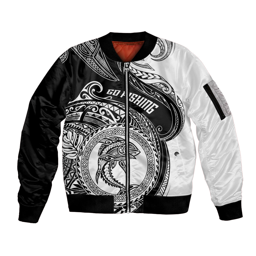 personalized-go-fishing-sleeve-zip-bomber-jacket-polynesian-pattern