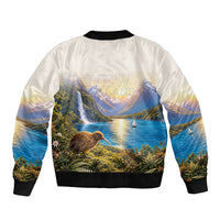New Zealand Flag Sleeve Zip Bomber Jacket Scenic Nature LT05 - Polynesian Pride