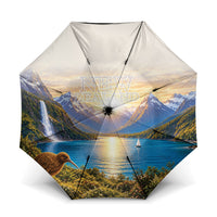 New Zealand Flag Umbrella Scenic Nature LT05 One Size Folded 11.42 inch Opened Diameter 37.4 inch Multicolor - Polynesian Pride