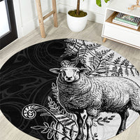 New Zealand Aotearoa Hipi Round Carpet Maori Pattern LT05 Black - Polynesian Pride