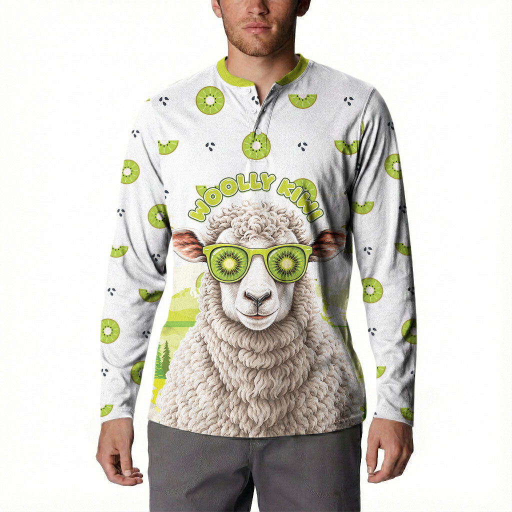 New Zealand Funny Woolly Kiwi Sheep Button Sweatshirt LT05 - Polynesian Pride