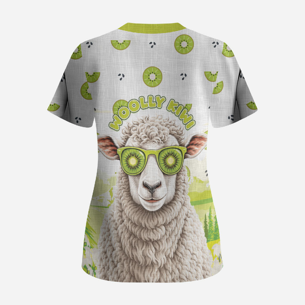 New Zealand Funny Woolly Kiwi Sheep Scrub Top LT05 - Polynesian Pride