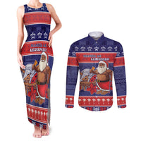 Samoa Christmas Couples Matching Tank Maxi Dress and Long Sleeve Button Shirt Samoan Santa Claus Manuia Le Kerisimasi