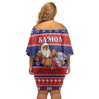 Samoa Christmas Family Matching Off Shoulder Short Dress and Hawaiian Shirt Samoan Santa Claus Manuia Le Kerisimasi