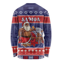 Samoa Christmas Long Sleeve Shirt Samoan Santa Claus Manuia Le Kerisimasi