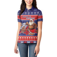 Samoa Christmas Women Polo Shirt Samoan Santa Claus Manuia Le Kerisimasi