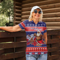 Samoa Christmas Women Polo Shirt Samoan Santa Claus Manuia Le Kerisimasi