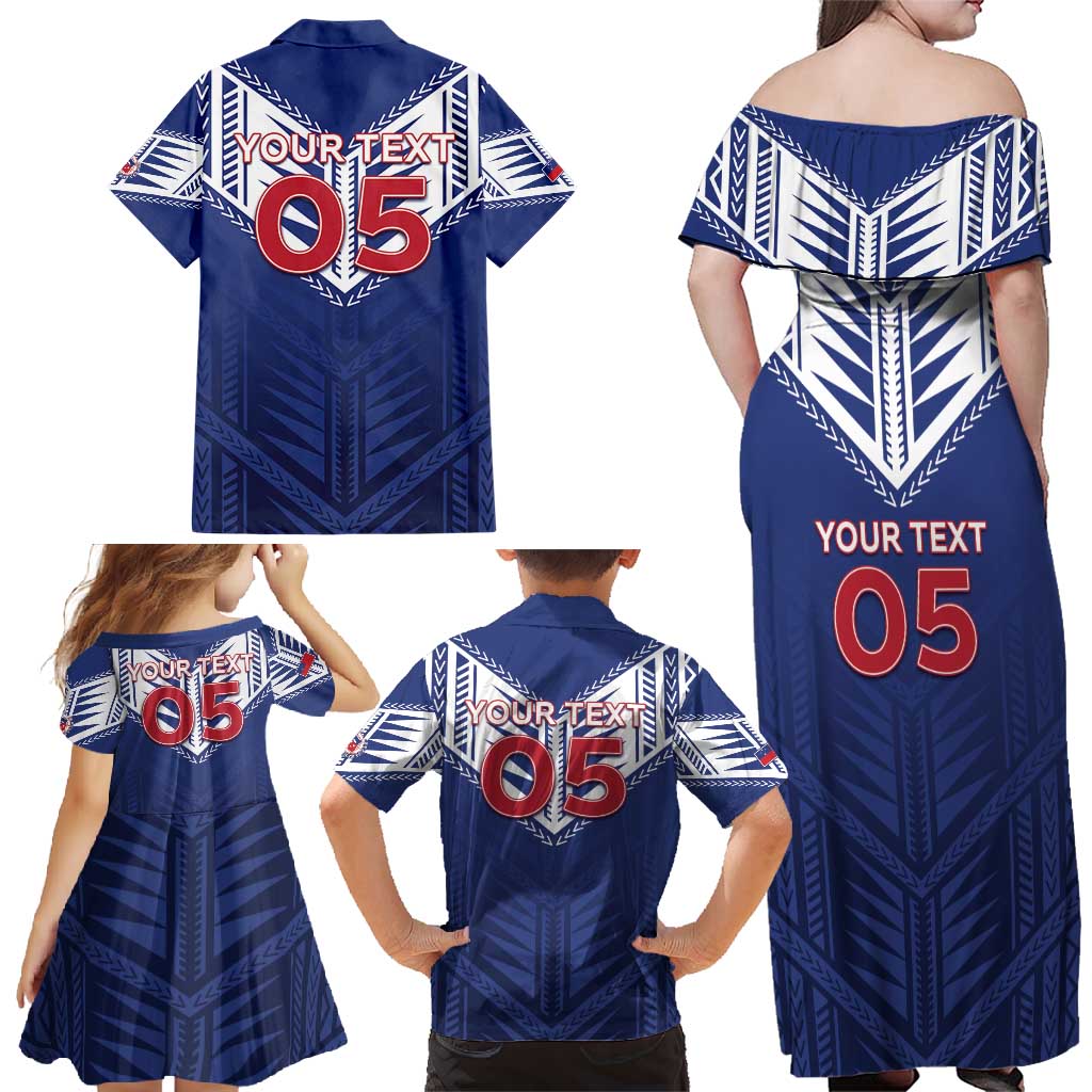 Super Toa Samoa Rugby Custom Family Matching Off Shoulder Maxi Dress and Hawaiian Shirt Warrior Spirit LT05