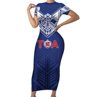 Super Toa Samoa Rugby Custom Family Matching Short Sleeve Bodycon Dress and Hawaiian Shirt Warrior Spirit LT05
