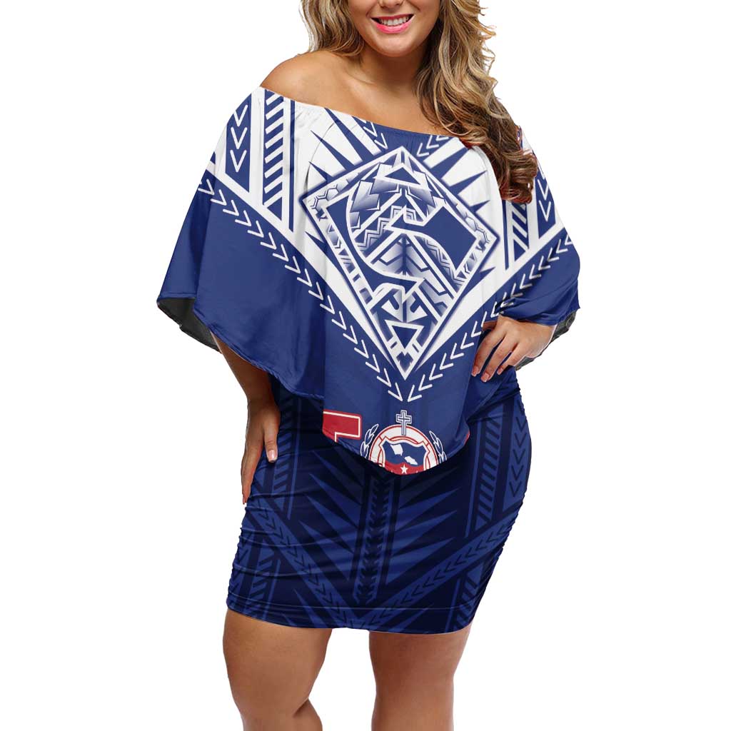 Super Toa Samoa Rugby Custom Off Shoulder Short Dress Warrior Spirit LT05