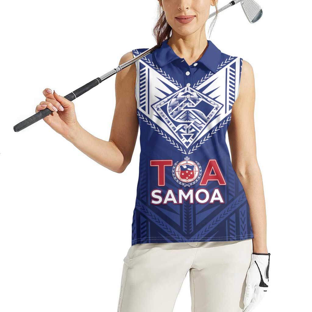 Super Toa Samoa Rugby Custom Women Sleeveless Polo Shirt Warrior Spirit LT05