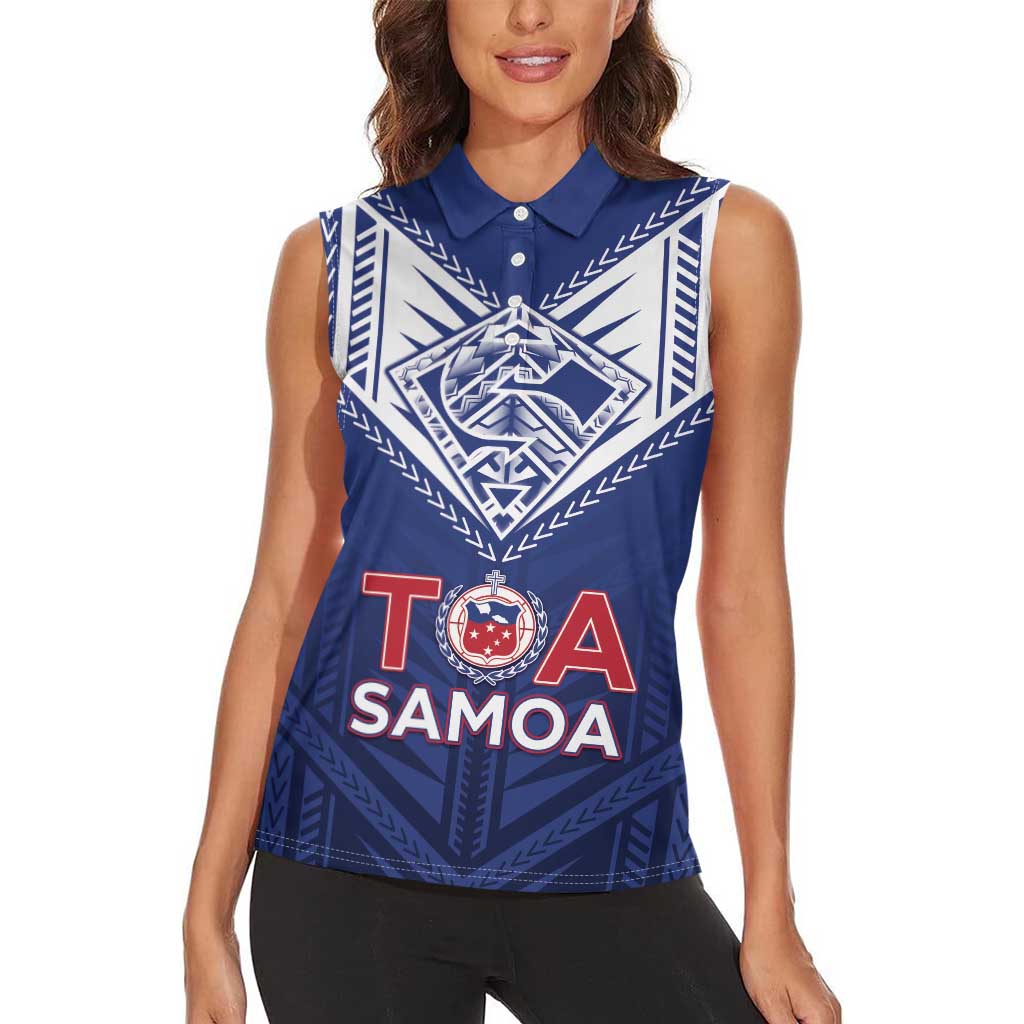 Super Toa Samoa Rugby Custom Women Sleeveless Polo Shirt Warrior Spirit LT05