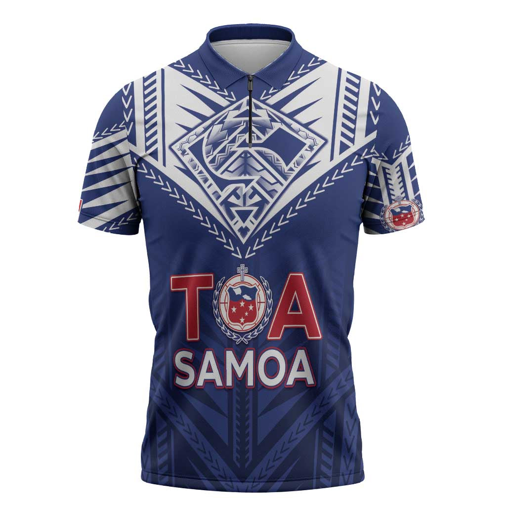Super Toa Samoa Rugby Custom Zipper Polo Shirt Warrior Spirit LT05