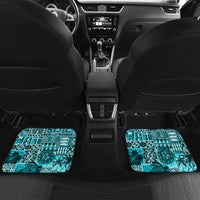 Hawaiian Tapa Car Mats Traditional Vintage Pattern Aqua LT05 - Polynesian Pride