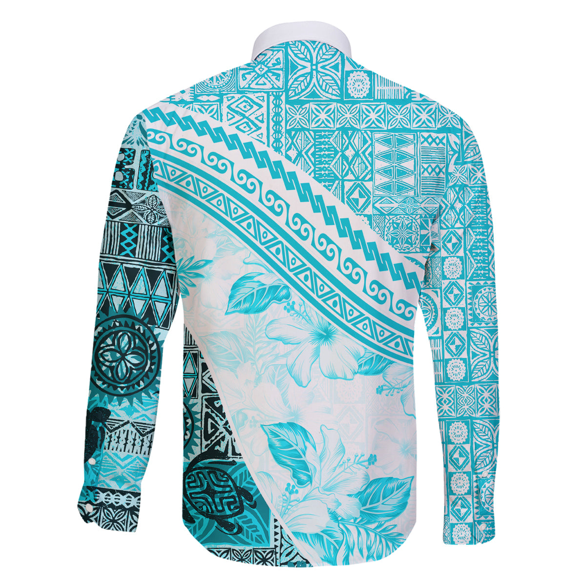 Hawaiian Tapa Family Matching Mermaid Dress and Hawaiian Shirt Traditional Vintage Pattern Aqua LT05 - Polynesian Pride