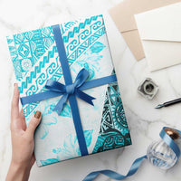 Hawaiian Tapa Wrapping Paper Traditional Vintage Pattern Aqua - Polynesian Pride