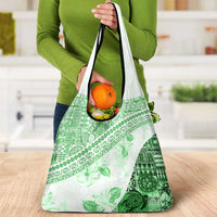 Hawaiian Tapa Grocery Bag Traditional Vintage Pattern Green