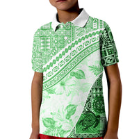 Hawaiian Tapa Kid Polo Shirt Traditional Vintage Pattern Green LT05 Kid Green - Polynesian Pride