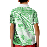 Hawaiian Tapa Kid Polo Shirt Traditional Vintage Pattern Green LT05 - Polynesian Pride