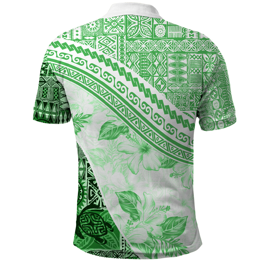 Hawaiian Tapa Polo Shirt Traditional Vintage Pattern Green LT05 - Polynesian Pride