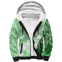 Hawaiian Tapa Sherpa Hoodie Traditional Vintage Pattern Green LT05 Unisex Green - Polynesian Pride