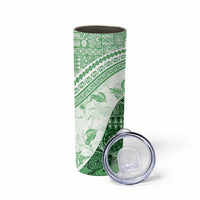 Hawaiian Tapa Skinny Tumbler Traditional Vintage Pattern Green