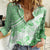 Hawaiian Tapa Women Casual Shirt Traditional Vintage Pattern Green LT05 Female Green - Polynesian Pride