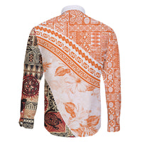 Hawaiian Tapa Family Matching Summer Maxi Dress and Hawaiian Shirt Traditional Vintage Pattern Orange LT05 - Polynesian Pride