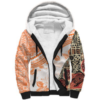 Hawaiian Tapa Sherpa Hoodie Traditional Vintage Pattern Orange LT05 Unisex Orange - Polynesian Pride