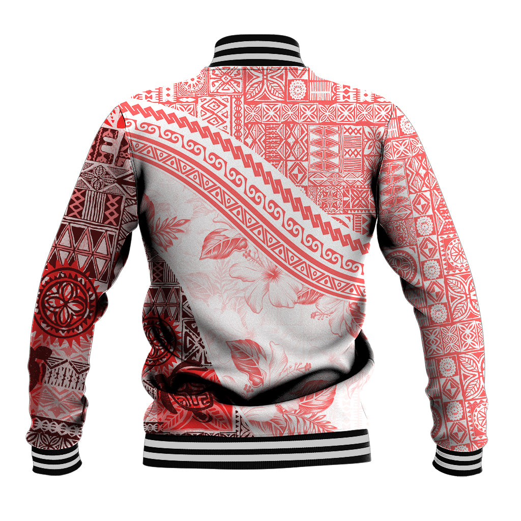 Hawaiian Tapa Baseball Jacket Traditional Vintage Pattern Red LT05 - Polynesian Pride