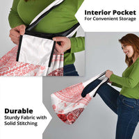 Hawaiian Tapa Grocery Bag Traditional Vintage Pattern Red