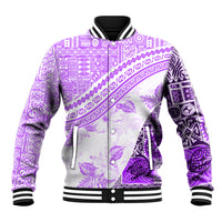 Hawaiian Tapa Baseball Jacket Traditional Vintage Pattern Violet LT05 Unisex Violet - Polynesian Pride